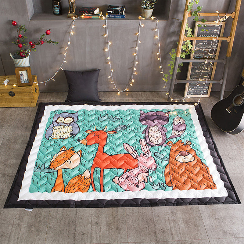 Funky Cartoon Print Rug Multicolor Polypropylene Rug Pet Friendly Easy Care Area Carpet with Border for Decoration Aqua 4'9" x 6'5" Clearhalo 'Area Rug' 'Rug' 2245012