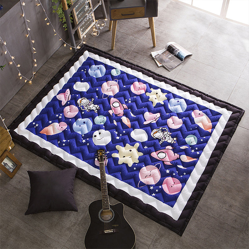 Funky Cartoon Print Rug Multicolor Polypropylene Rug Pet Friendly Easy Care Area Carpet with Border for Decoration Dark Blue 4'9" x 6'5" Clearhalo 'Area Rug' 'Rug' 2245013