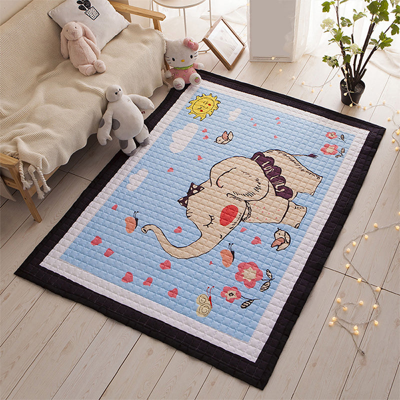 Comfort Bedroom Rug Multi Color Cartoon Print Area Carpet Polypropylene Pet Friendly Washable Rug Blue 4'9" x 6'5" Clearhalo 'Area Rug' 'Rug' 2245015