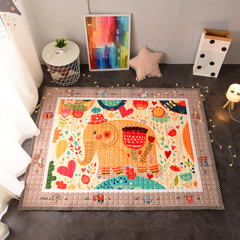Comfort Bedroom Rug Multi Color Cartoon Print Area Carpet Polypropylene Pet Friendly Washable Rug Yellow 4'9" x 6'5" Clearhalo 'Area Rug' 'Rug' 2245016