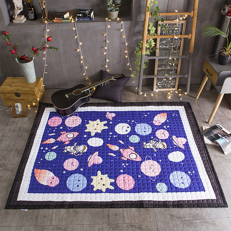 Comfort Bedroom Rug Multi Color Cartoon Print Area Carpet Polypropylene Pet Friendly Washable Rug Dark Blue 4'9" x 6'5" Clearhalo 'Area Rug' 'Rug' 2245019