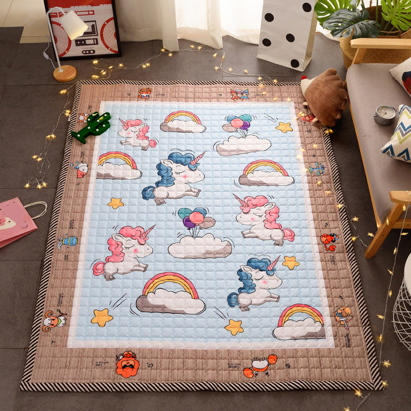 Multi Color Relaxing Rug Synthetics Cartoon Print Area Carpet Easy Care Pet Friendly Indoor Rug for Kids Room Blue 4'9" x 6'5" Clearhalo 'Area Rug' 'Rug' 2245021