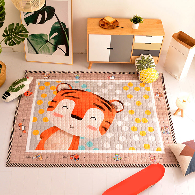 Multi Color Relaxing Rug Synthetics Cartoon Print Area Carpet Easy Care Pet Friendly Indoor Rug for Kids Room Yellow-Red 4'9" x 6'5" Clearhalo 'Area Rug' 'Rug' 2245023