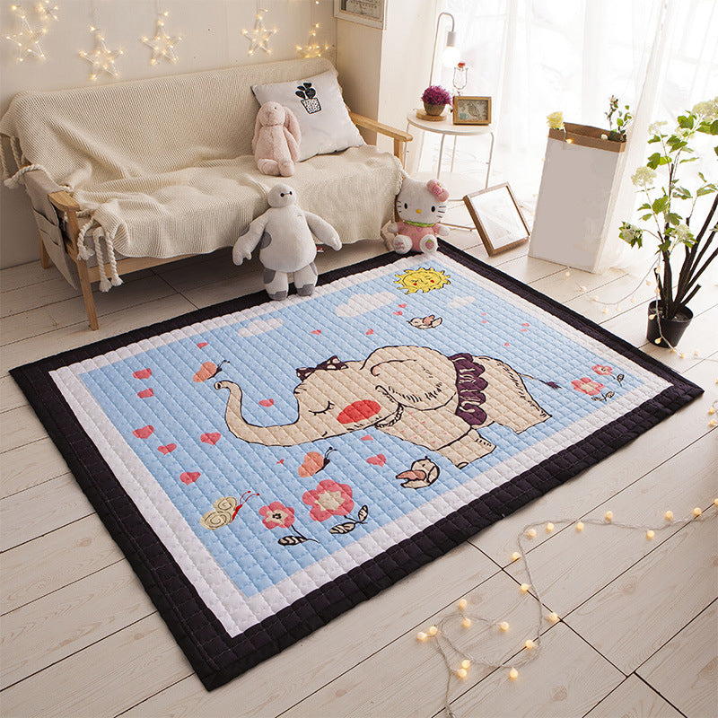 Cute Childrens Room Rug Multi Color Cartoon Print Rug Anti-Slip Backing Pet Friendly Carpet with Border Blue 4'9" x 6'5" Clearhalo 'Area Rug' 'Rug' 2245028