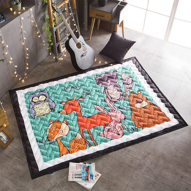 Cute Childrens Room Rug Multi Color Cartoon Print Rug Anti-Slip Backing Pet Friendly Carpet with Border Aqua 4'9" x 6'5" Clearhalo 'Area Rug' 'Rug' 2245029