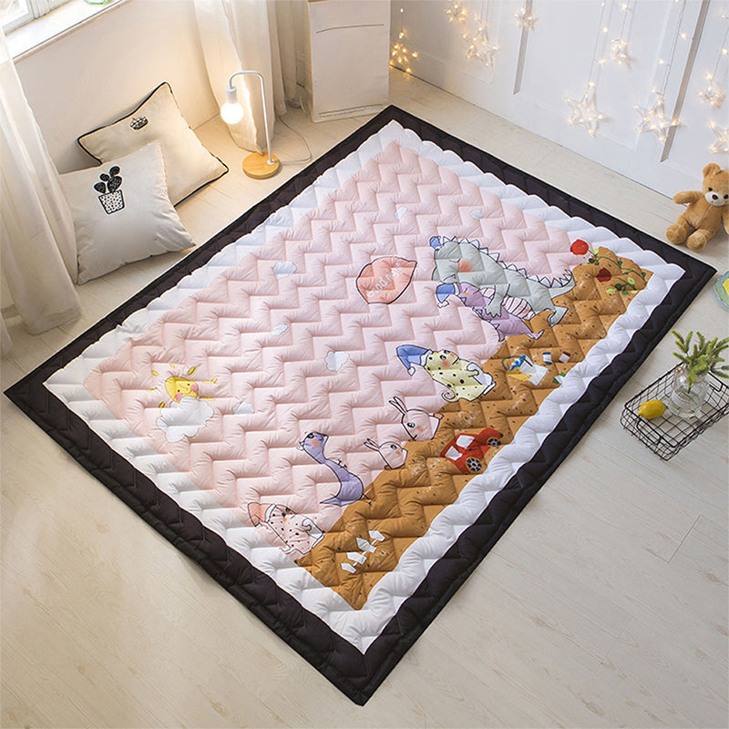 Cute Childrens Room Rug Multi Color Cartoon Print Rug Anti-Slip Backing Pet Friendly Carpet with Border Nude Pink 4'9" x 6'5" Clearhalo 'Area Rug' 'Rug' 2245031