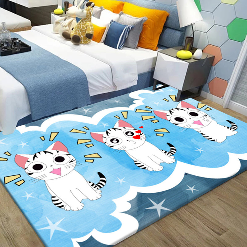 Lovely Childrens Room Rug Multi Color Cartoon Pattern Area Carpet Non-Slip Backing Easy Care Indoor Rug Sky Blue Clearhalo 'Area Rug' 'Rug' 2245048