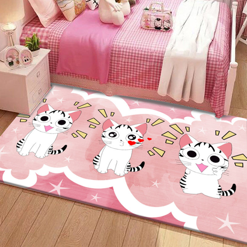 Lovely Childrens Room Rug Multi Color Cartoon Pattern Area Carpet Non-Slip Backing Easy Care Indoor Rug Light Pink Clearhalo 'Area Rug' 'Rug' 2245049