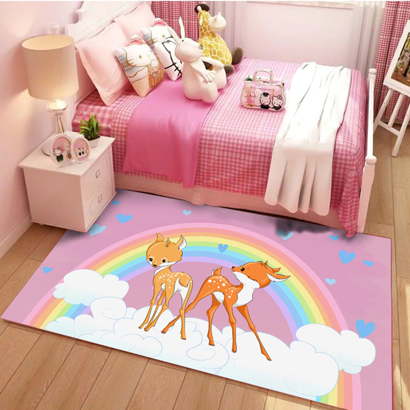Lovely Childrens Room Rug Multi Color Cartoon Pattern Area Carpet Non-Slip Backing Easy Care Indoor Rug Pink Clearhalo 'Area Rug' 'Rug' 2245054