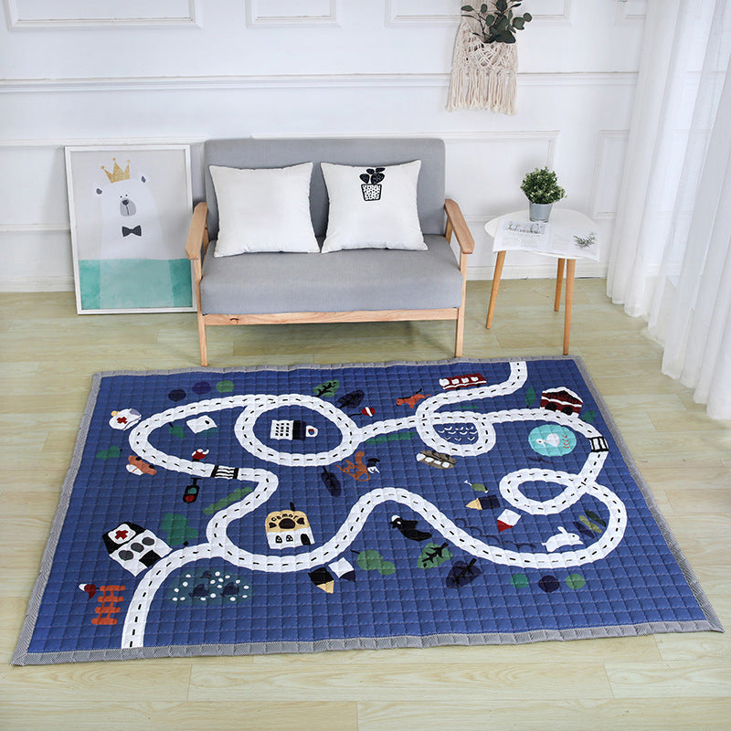Simple Multi Color Modern Rug Polypropylene Cartoon Carpet Pet Friendly Easy Care Rug for Childrens Royal Blue 4'9" x 6'5" Clearhalo 'Area Rug' 'Rug' 2245055