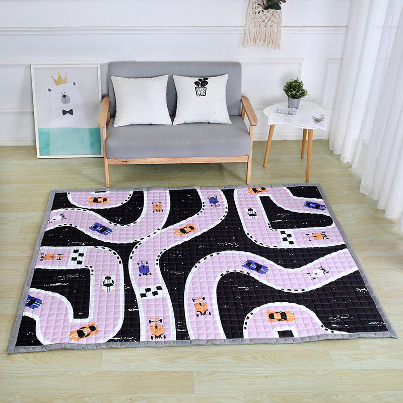 Simple Multi Color Modern Rug Polypropylene Cartoon Carpet Pet Friendly Easy Care Rug for Childrens Purple 4'9" x 6'5" Clearhalo 'Area Rug' 'Rug' 2245057