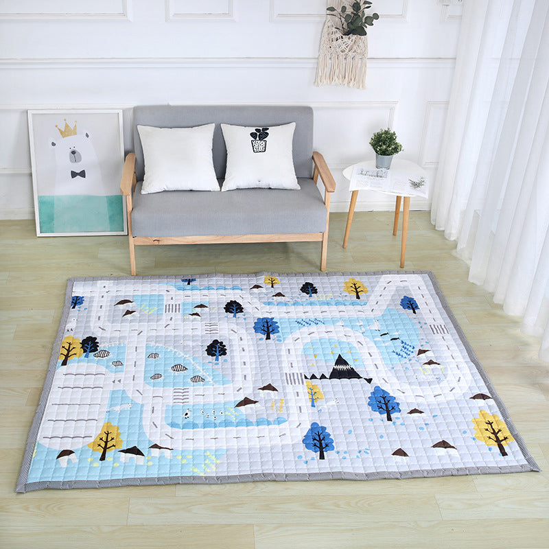 Simple Multi Color Modern Rug Polypropylene Cartoon Carpet Pet Friendly Easy Care Rug for Childrens Light Blue 4'9" x 6'5" Clearhalo 'Area Rug' 'Rug' 2245058