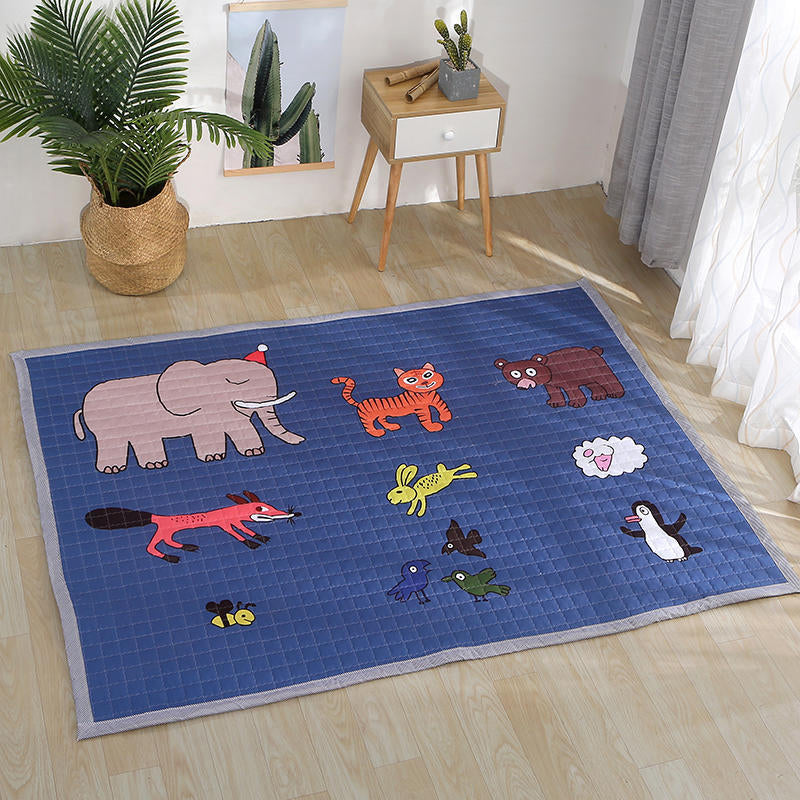 Simple Multi Color Modern Rug Polypropylene Cartoon Carpet Pet Friendly Easy Care Rug for Childrens Dark Blue 4'9" x 6'5" Clearhalo 'Area Rug' 'Rug' 2245064