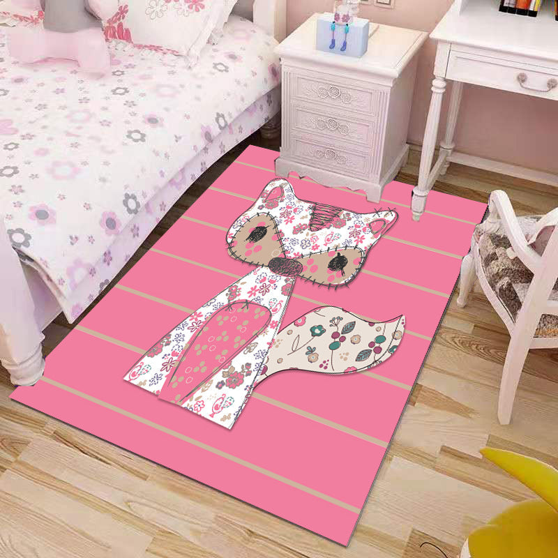 Cute Kids Rug Multi Color Cartoon Printed Area Carpet Polypropylene Non-Slip Easy Care Rug White Clearhalo 'Area Rug' 'Rug' 2245109