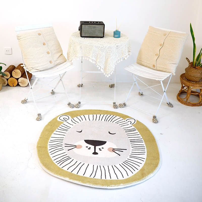 Natural Bedroom Rug Multicolor Cartoon Print Rug Polypropylene Anti-Slip Machine Washable Carpet Ginger Clearhalo 'Area Rug' 'Rug' 2245157