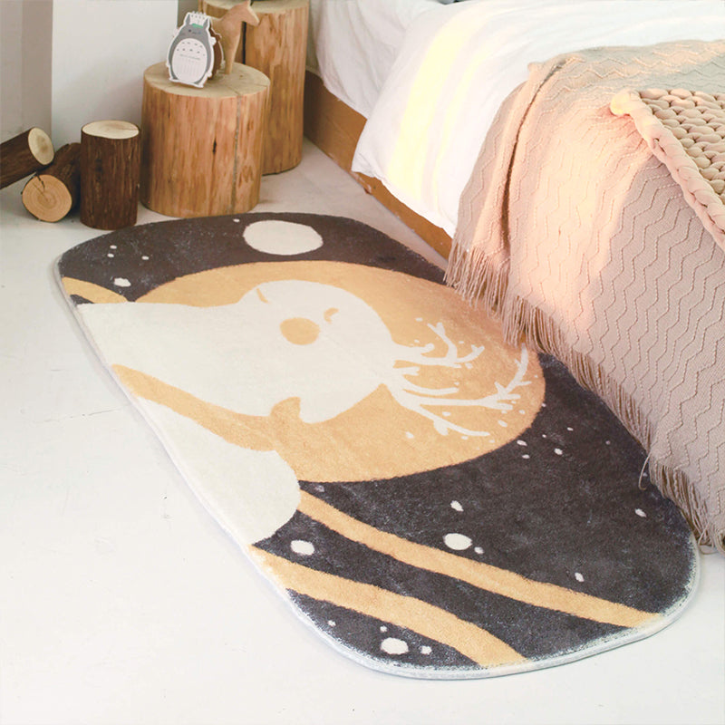 Multi Colored Relaxing Rug Synthetics Space Print Area Carpet Non-Slip Machine Washable Rug for Childrens Room Dark Yellow Clearhalo 'Area Rug' 'Rug' 2245202