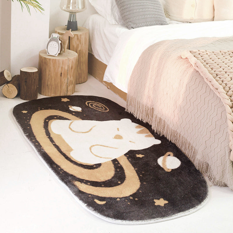 Multi Colored Relaxing Rug Synthetics Space Print Area Carpet Non-Slip Machine Washable Rug for Childrens Room Dark Gray Clearhalo 'Area Rug' 'Rug' 2245204