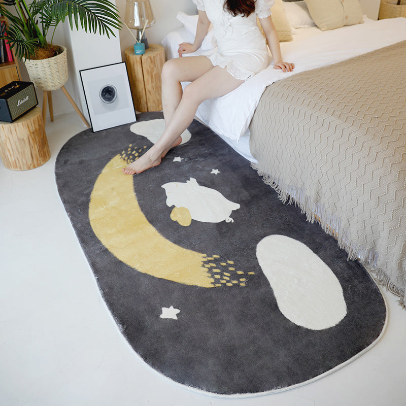 Multi Colored Relaxing Rug Synthetics Space Print Area Carpet Non-Slip Machine Washable Rug for Childrens Room Gray-Yellow Clearhalo 'Area Rug' 'Rug' 2245210