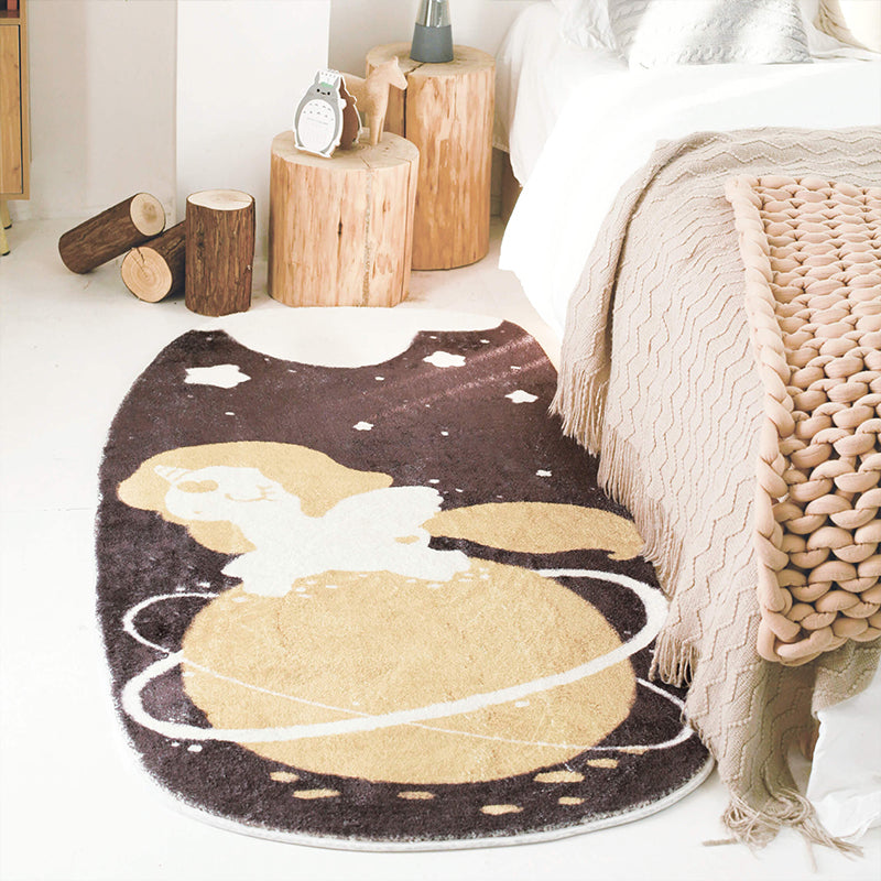 Multi Colored Relaxing Rug Synthetics Space Print Area Carpet Non-Slip Machine Washable Rug for Childrens Room Light Yellow Clearhalo 'Area Rug' 'Rug' 2245211