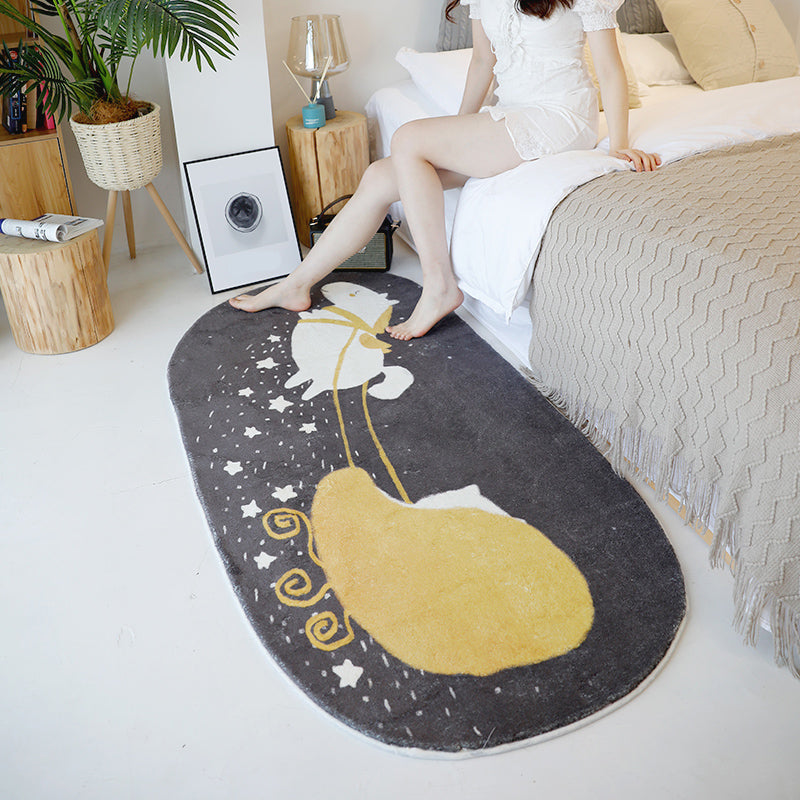 Multi Colored Relaxing Rug Synthetics Space Print Area Carpet Non-Slip Machine Washable Rug for Childrens Room Yellow Clearhalo 'Area Rug' 'Rug' 2245212