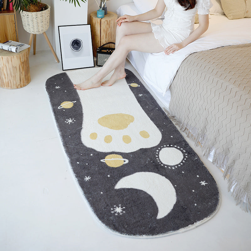 Multi Colored Relaxing Rug Synthetics Space Print Area Carpet Non-Slip Machine Washable Rug for Childrens Room Grey Clearhalo 'Area Rug' 'Rug' 2245214