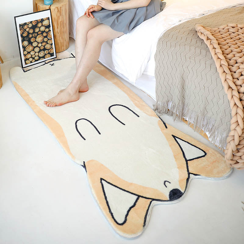 Novelty Shape Cartoon Rug Multi Color Cute Area Carpet Polyster Anti-Slip Backing Pet Friendly Rug for Kids White-Orange Clearhalo 'Area Rug' 'Rug' 2245217