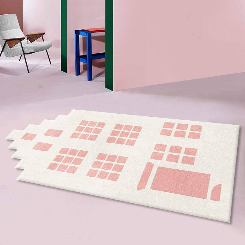 Irregular Shape Cartoon Rug Multicolor Funky Area Rug Synthetics Pet Friendly Anti-Slip Backing Rug for Room Pink-White Clearhalo 'Area Rug' 'Rug' 2245230