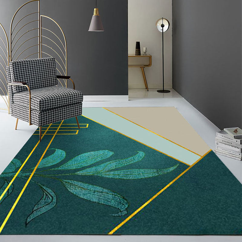 Contemporary Geometric Print Rug Multi Color Polypropylene Carpet Anti-Slip Backing Machine Washable Rug for Parlor Turquoise Clearhalo 'Area Rug' 'Rug' 2245271