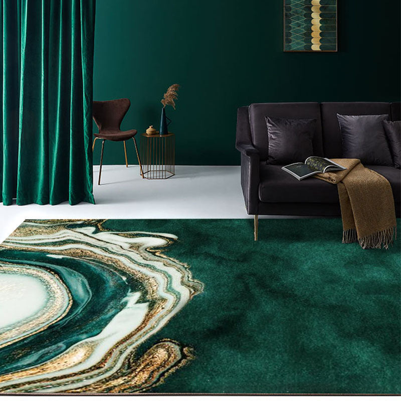Contemporary Geometric Print Rug Multi Color Polypropylene Carpet Anti-Slip Backing Machine Washable Rug for Parlor Blackish Green Clearhalo 'Area Rug' 'Rug' 2245276