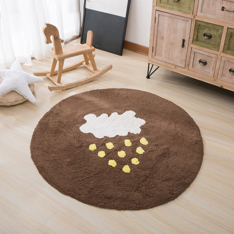 Cute Kids Room Rug Multi Colored Cartoon Area Rug Cotton Anti-Slip Backing Washable Carpet Dark Brown Clearhalo 'Area Rug' 'Rug' 2245383