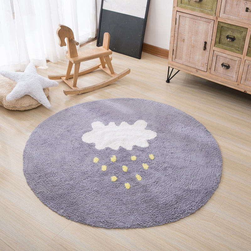 Cute Kids Room Rug Multi Colored Cartoon Area Rug Cotton Anti-Slip Backing Washable Carpet Gray Blue Clearhalo 'Area Rug' 'Rug' 2245384