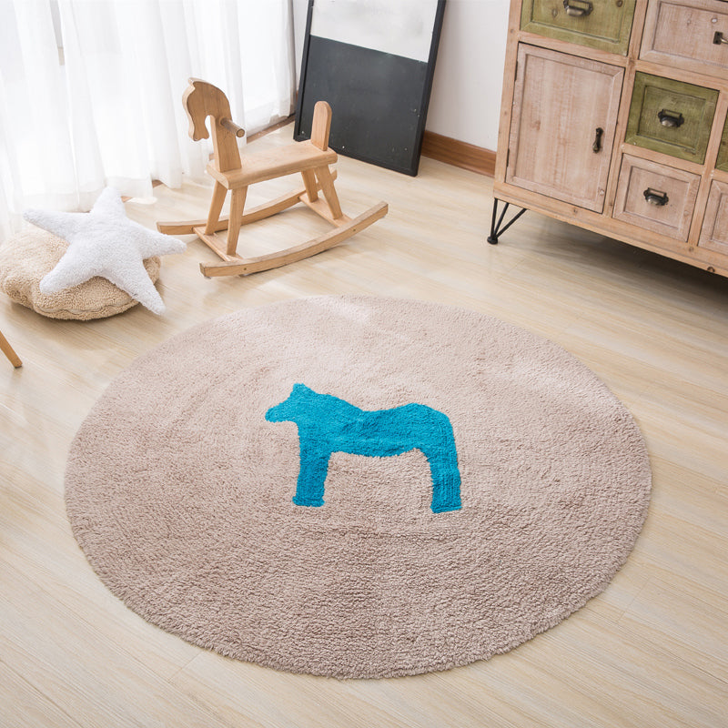 Classic Cartoon Print Rug Multi-Color Cotton Area Rug Pet Friendly Washable Area Carpet for Childrens Room Peacock Blue Clearhalo 'Area Rug' 'Rug' 2245393