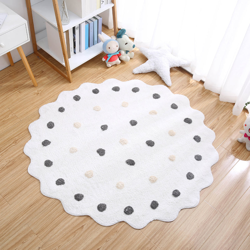 Simple Calming Rug Multi Colored Polka Dot Print Area Carpet Pet Friendly Non-Slip Backing Rug for Bedroom White 3'11" x 3'11" Clearhalo 'Area Rug' 'Rug' 2245408