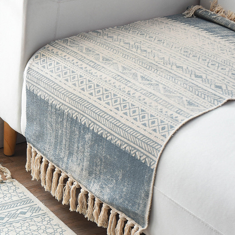 Western Bedroom Rug Multi-Colored Geometric Print Rug Polyster Hand Woven Pet Friendly Area Carpet with Fringe Blue 2' x 2'11" Clearhalo 'Area Rug' 'Rugs' 'Southwestern' Rug' 2245430