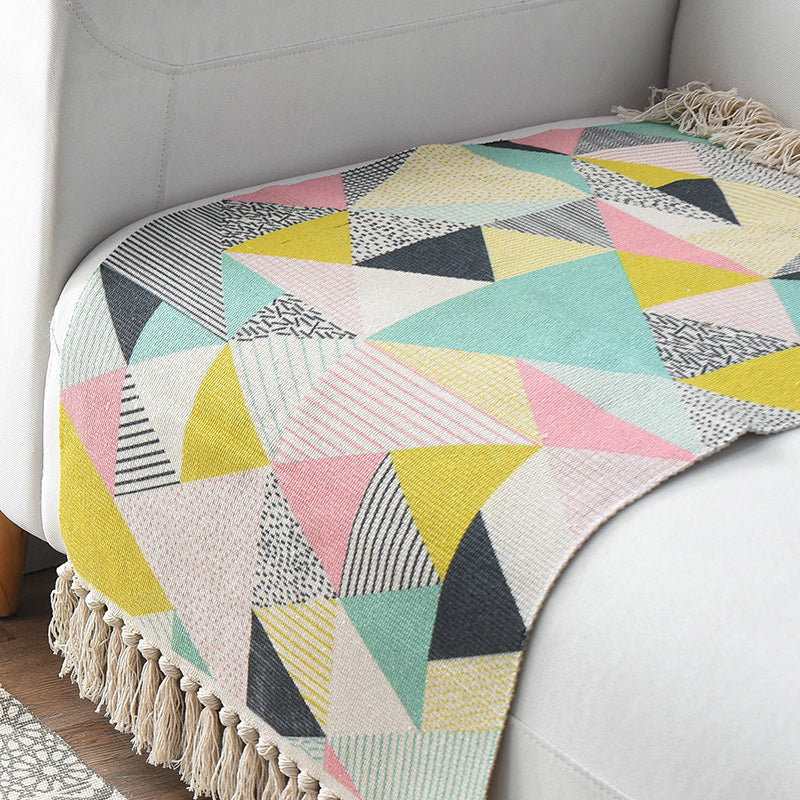 Western Bedroom Rug Multi-Colored Geometric Print Rug Polyster Hand Woven Pet Friendly Area Carpet with Fringe Green 2' x 2'11" Clearhalo 'Area Rug' 'Rugs' 'Southwestern' Rug' 2245436