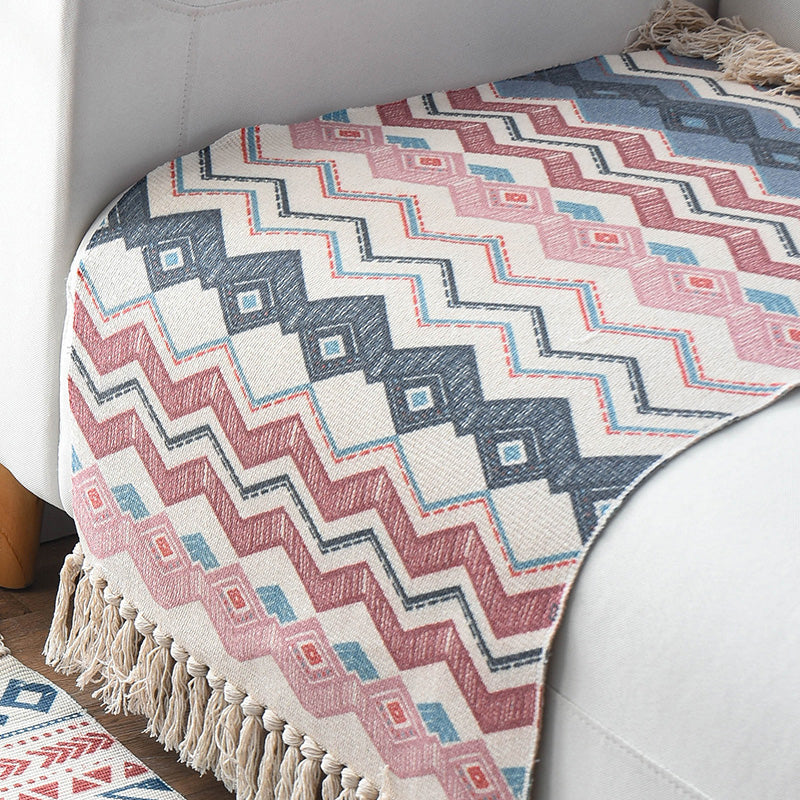 Western Bedroom Rug Multi-Colored Geometric Print Rug Polyster Hand Woven Pet Friendly Area Carpet with Fringe Pink 2' x 2'11" Clearhalo 'Area Rug' 'Rugs' 'Southwestern' Rug' 2245439