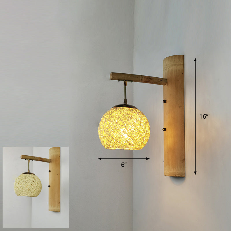 Handmade Wall Mount Light Modern Bamboo Single Wood Wall Light Fixture for Corridor Wood G Clearhalo 'Wall Lamps & Sconces' 'Wall Lights' Lighting' 2245486