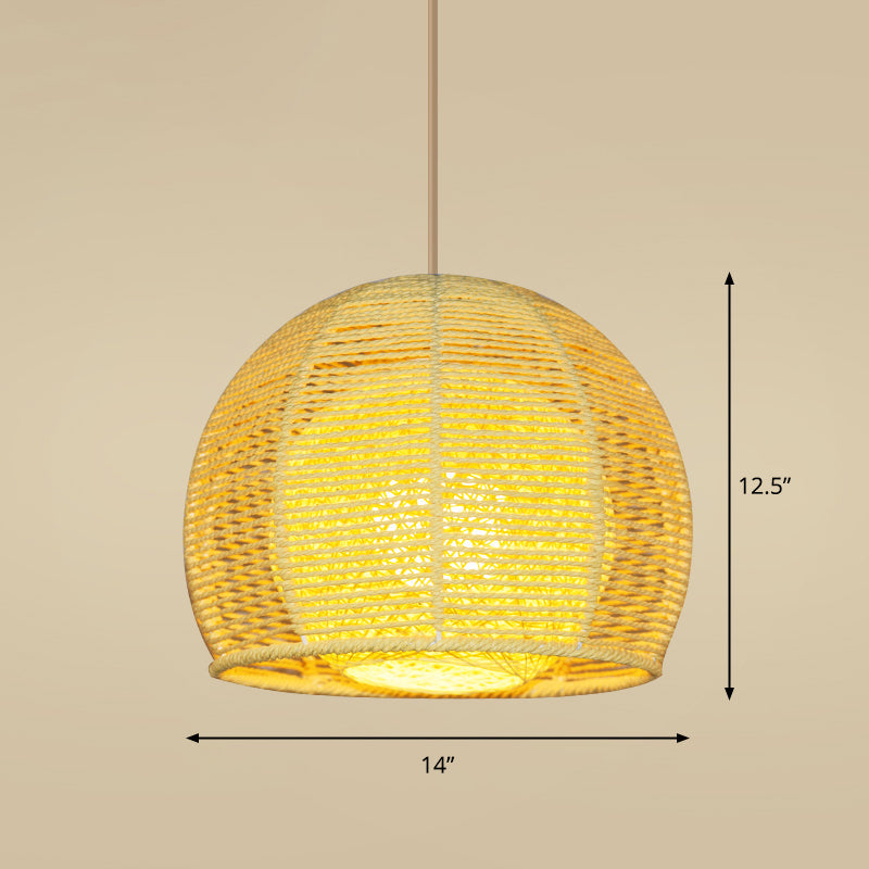 Bamboo Handcrafted Ceiling Light Asian Style 1 Bulb Wood Hanging Lamp for Restaurant Wood I Clearhalo 'Ceiling Lights' 'Lighting' 'Pendant Lights' 2245504_90bae42f-30a0-4451-81a6-d39aae8b5400
