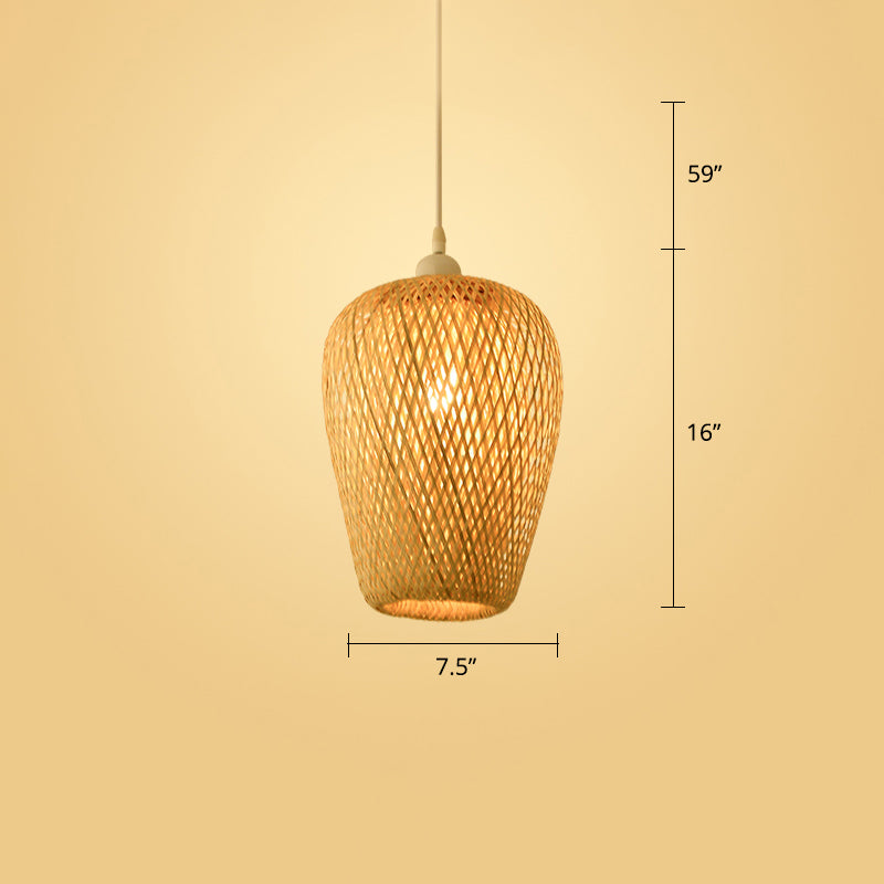 Woven Ceiling Light Modern Bamboo Single Wood Hanging Pendant Light for Restaurant Wood I Clearhalo 'Ceiling Lights' 'Pendant Lights' 'Pendants' Lighting' 2245527_370b9c10-69f4-4008-afb3-4fd6269d3dc4