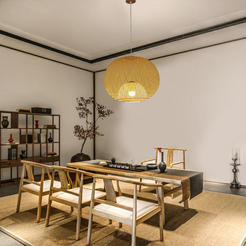Wood Handwoven Pendant Lighting Contemporary 1��Bulb Bamboo Suspension Light Fixture Wood A Clearhalo 'Ceiling Lights' 'Pendant Lights' 'Pendants' Lighting' 2245529_79f1cfe7-a9be-4312-b472-8b147e1b33f1