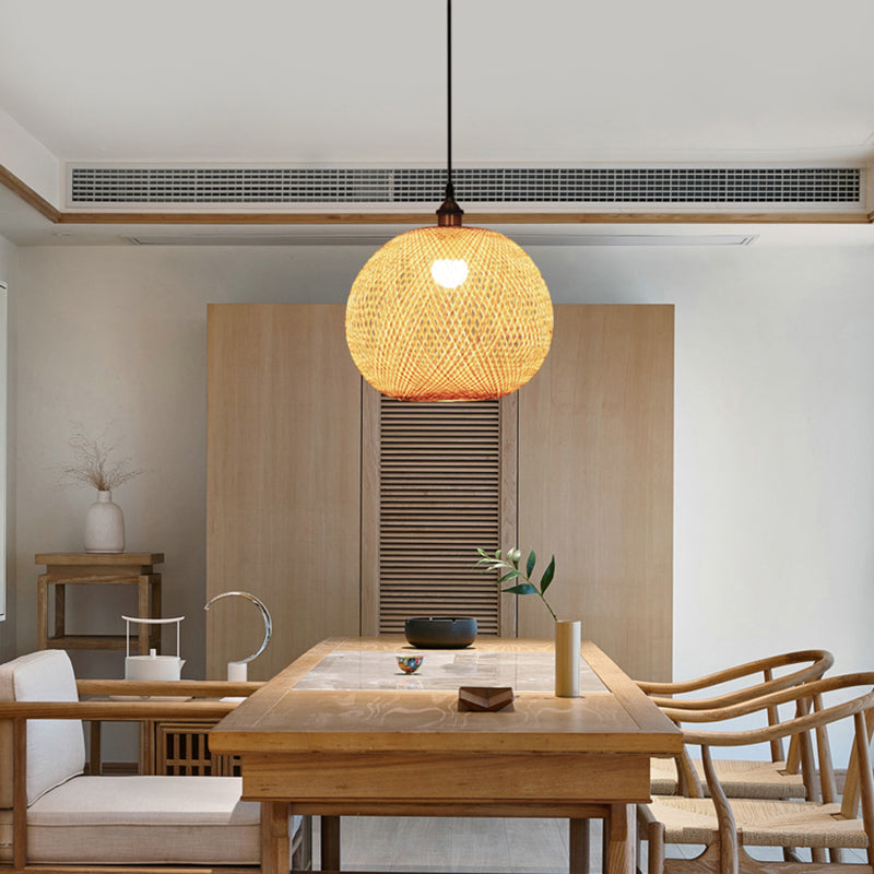 Wood Handwoven Pendant Lighting Contemporary 1��Bulb Bamboo Suspension Light Fixture Wood C Clearhalo 'Ceiling Lights' 'Pendant Lights' 'Pendants' Lighting' 2245531_14929866-8aaa-4d78-aa37-f6011ce48f3e