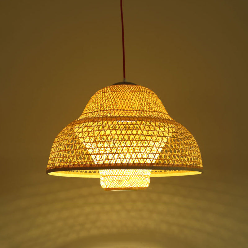 Wood Handwoven Pendant Lighting Contemporary 1��Bulb Bamboo Suspension Light Fixture Wood G Clearhalo 'Ceiling Lights' 'Pendant Lights' 'Pendants' Lighting' 2245536_36eb5645-3dfa-40b9-8a09-12441e5011d4