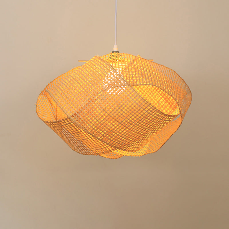 Wood Handwoven Pendant Lighting Contemporary 1��Bulb Bamboo Suspension Light Fixture Wood F Clearhalo 'Ceiling Lights' 'Pendant Lights' 'Pendants' Lighting' 2245539_200c4cba-947c-42b7-b6b7-7ddbb9375d45