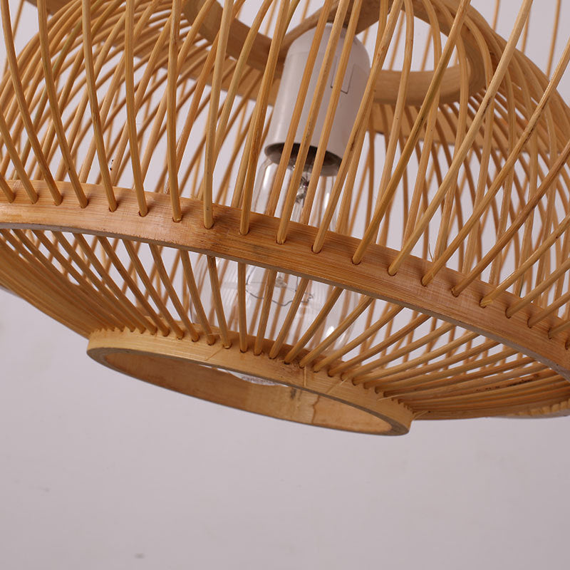 Globe Shaded Bamboo Ceiling Light Asian Style 1��Bulb Wood Hanging Lamp for Tea Room Clearhalo 'Ceiling Lights' 'Pendant Lights' 'Pendants' Lighting' 2245548