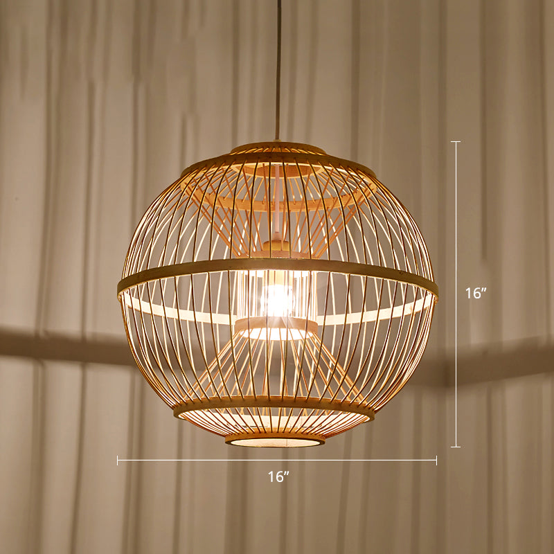 Sphere Shaded Suspension Lighting Minimalist Bamboo 1��Head Wood Pendant Ceiling Light Wood B Clearhalo 'Ceiling Lights' 'Pendant Lights' 'Pendants' Lighting' 2245555_5850f60d-663f-4304-9be8-30e97b9d4c5c