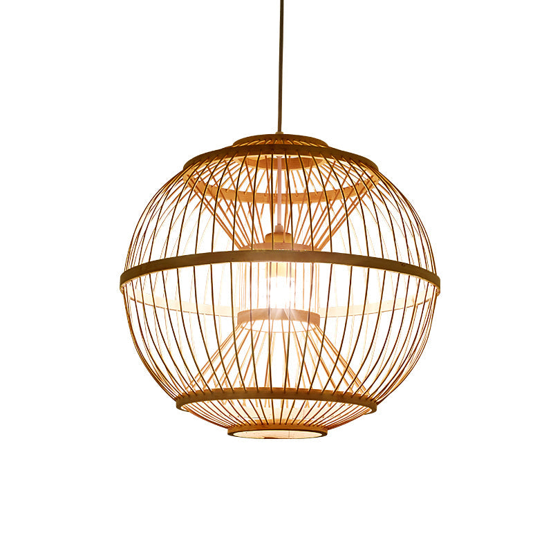 Sphere Shaded Suspension Lighting Minimalist Bamboo 1 Head Wood Pendant Ceiling Light Clearhalo 'Ceiling Lights' 'Lighting' 'Pendant Lights' 2245556_c59fcb50-0166-4448-9365-8a0781d5286c