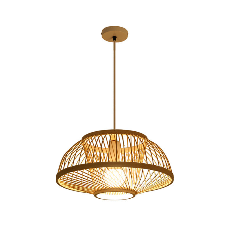Woven Suspension Lighting Minimalist Bamboo 1��Bulb Wood Hanging Lamp for Restaurant Clearhalo 'Ceiling Lights' 'Modern Pendants' 'Modern' 'Pendant Lights' 'Pendants' Lighting' 2245605