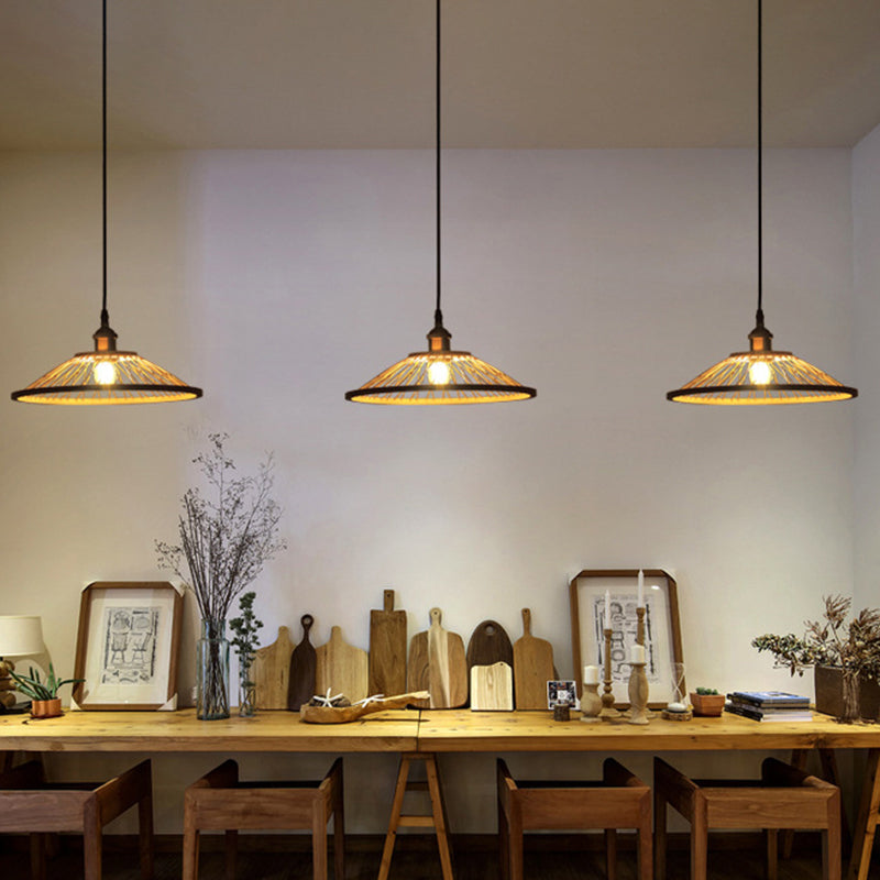 Hemispherical Bamboo Ceiling Light Asian Style 1��Bulb Wood Hanging Lamp for Restaurant Wood C Clearhalo 'Ceiling Lights' 'Pendant Lights' 'Pendants' Lighting' 2245644_89397973-0ef0-4386-8e46-b731be2d1e05