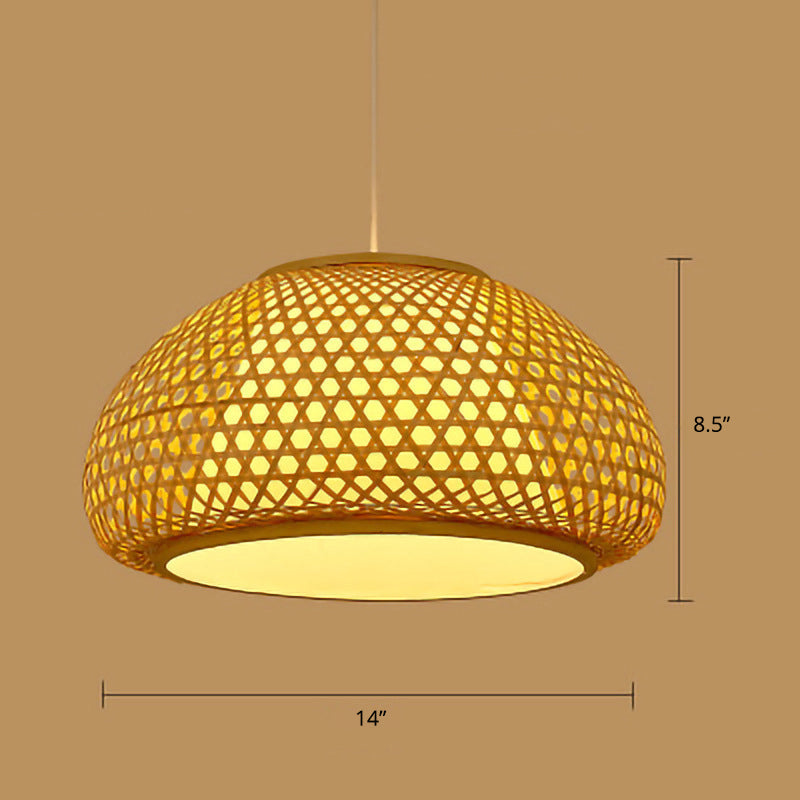 Wood Handwoven Suspension Lighting Minimalist 1��Head Rattan Pendant Ceiling Light Clearhalo 'Ceiling Lights' 'Modern Pendants' 'Modern' 'Pendant Lights' 'Pendants' Lighting' 2245660
