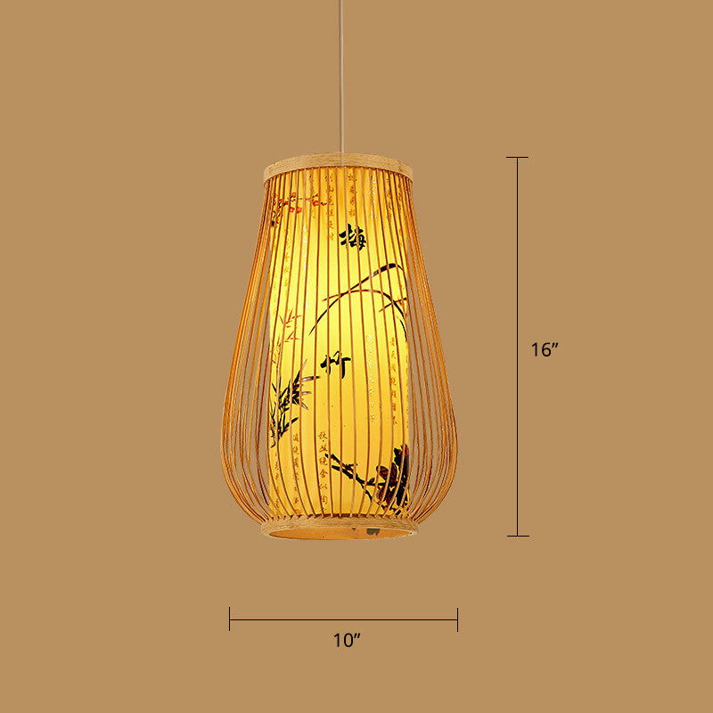 Wood Handwoven Suspension Lighting Minimalist 1��Head Rattan Pendant Ceiling Light Wood I Clearhalo 'Ceiling Lights' 'Modern Pendants' 'Modern' 'Pendant Lights' 'Pendants' Lighting' 2245671